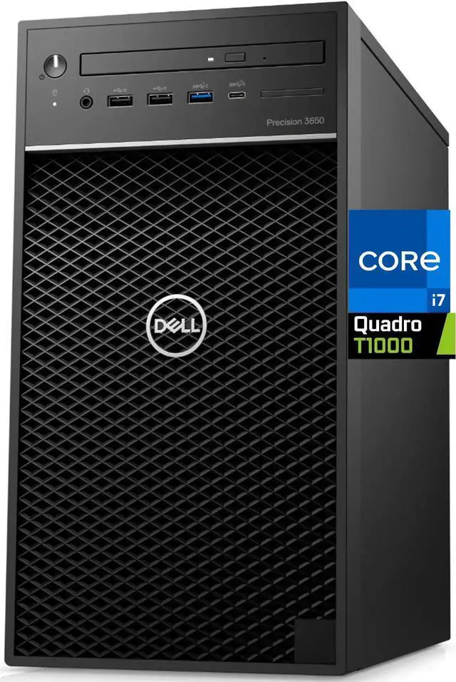 Main image of Dell Precision 3650 Tower Workstation, Intel i7-11700 - 128GB RAM, 2TB NVMe SSD + 1TB HDD, NVIDIA Quadro T1000 8GB, DisplayPort, HDMI, USB C, WiFi, Bluetooth - Windows 11 Pro, Computer