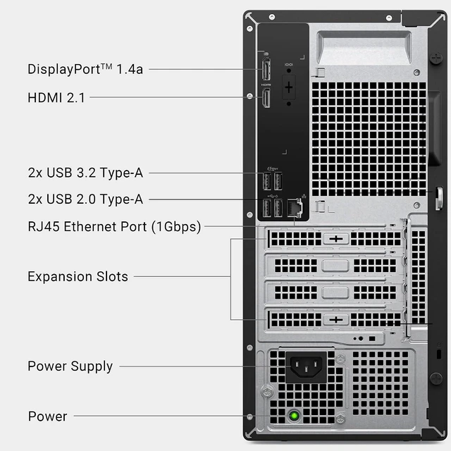 Alt view image 3 of 7 - Dell Tower Desktop ECT1250 Business PC Intel Core Ultra 7-265 Processor 32GB DDR5 RAM 2TB M.2 SSD Intel UHD Graphics Windows 11 Home Office & Productivity Desktop Computer