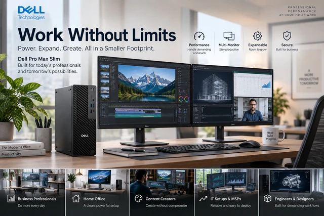 Alt view image 6 of 6 - Dell Pro Max Slim Desktop, Intel Core Ultra 9-285K, 64GB DDR5 RAM, 1TB NVMe SSD, Intel Graphics, Wi-Fi 6, Windows 11 Pro, FCS1250 Next-Gen Precision Business Workstation PC