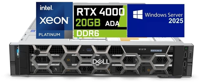 Main image of Dell Precision 7920 Rack Server, Dual Intel Xeon Platinum 8260 (48 Cores Total), 512GB RAM, 4x 4TB 2.5" SSD, Raid 5, Nvidia RTX 4000 ADA 20GB, Windows Server 2025, High-Performance PC Workstation