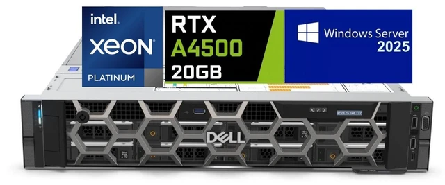 Main image of Dell Precision 7920 Rack Server, Dual Intel Xeon Platinum 8260 (48 Cores Total), 512GB RAM, 4x 4TB 2.5" SSD, Raid 5, Nvidia RTX A4500 20GB, Windows Server 2025, High-Performance PC Workstation
