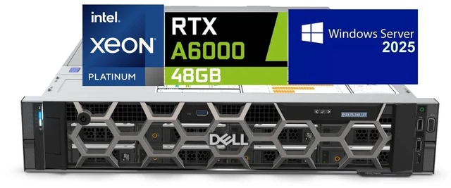 Main image of Dell Precision 7920 Rack Server, Dual Intel Xeon Platinum 8260 (48 Cores Total), 512GB RAM, 4x 4TB 2.5" SSD, Raid 5, Nvidia RTX A6000 48GB, Windows Server 2025, High-Performance PC Workstation