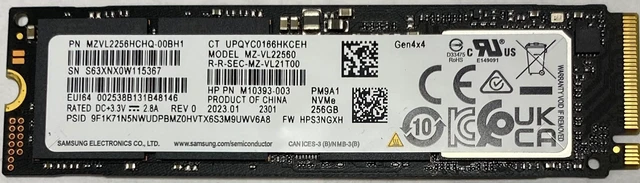 Main image of HP PM9A1 256GB PCIe 4.0 x4 NVMe M.2 2280 Internal Solid State Drive (MZVL2256HCHQ-00BH1) Samsung