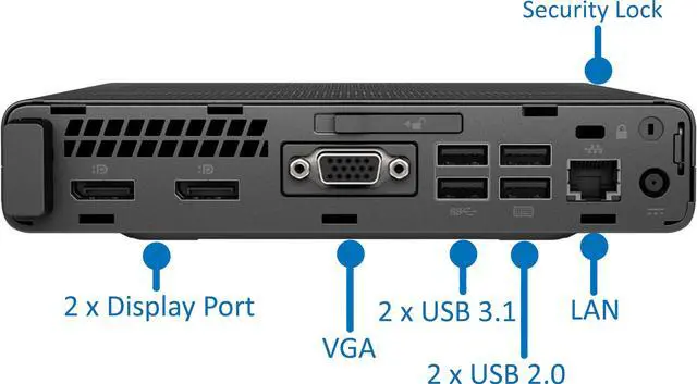 Alt view image 3 of 7 - HP EliteDesk 800 G3 Mini PC, Intel Core i5-7500T Upto 3.3GHz, 16GB RAM, 256GB SSD, VGA, 2x DisplayPort, Windows 10 Pro