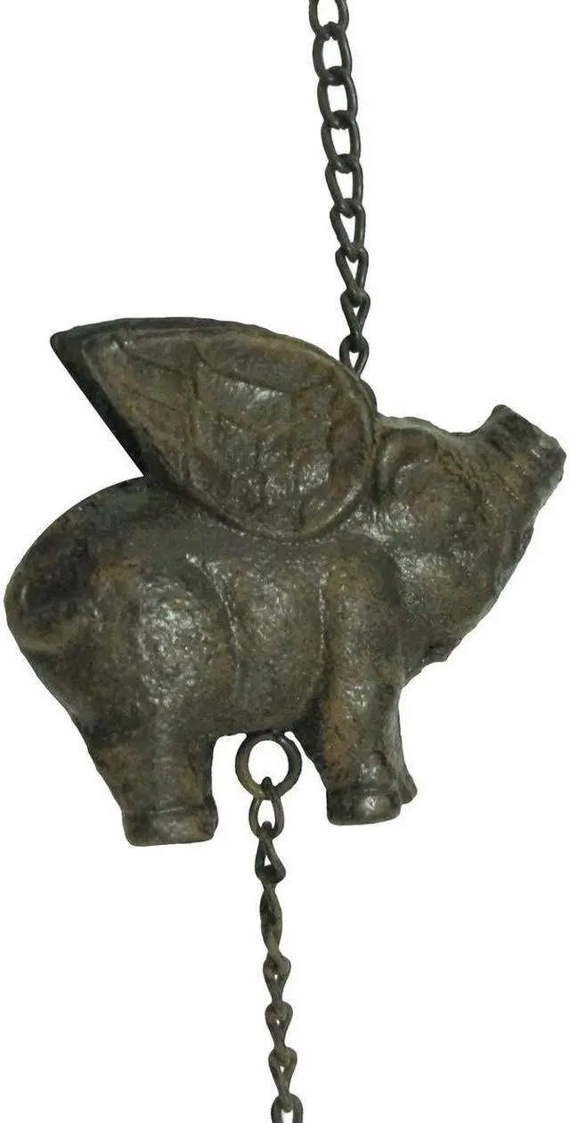 Alt view image 2 of 4 - Treasure Gurus Rustic Flying Pig Wings Hanging Wind Chime Metal Patio Garden Art Front Porch Decor