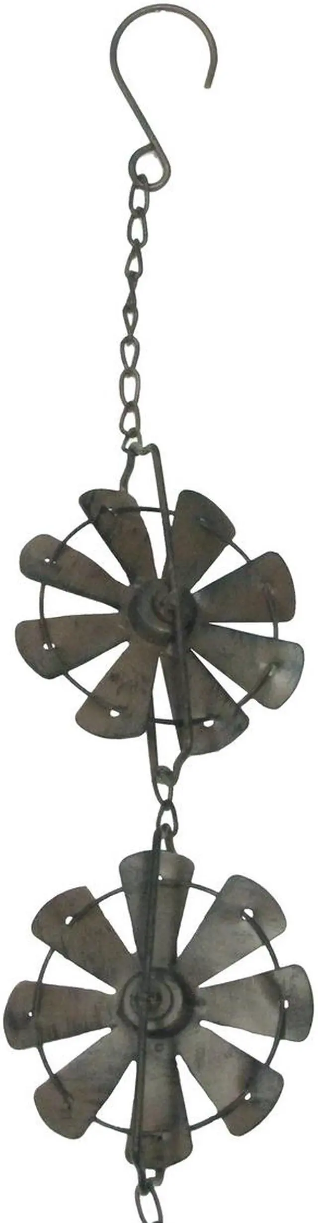 Alt view image 3 of 5 - Treasure Gurus Rustic Metal Rain Wind Activated Windmill Chime Hanging Yard Art Spinner Patio Garden Decor
