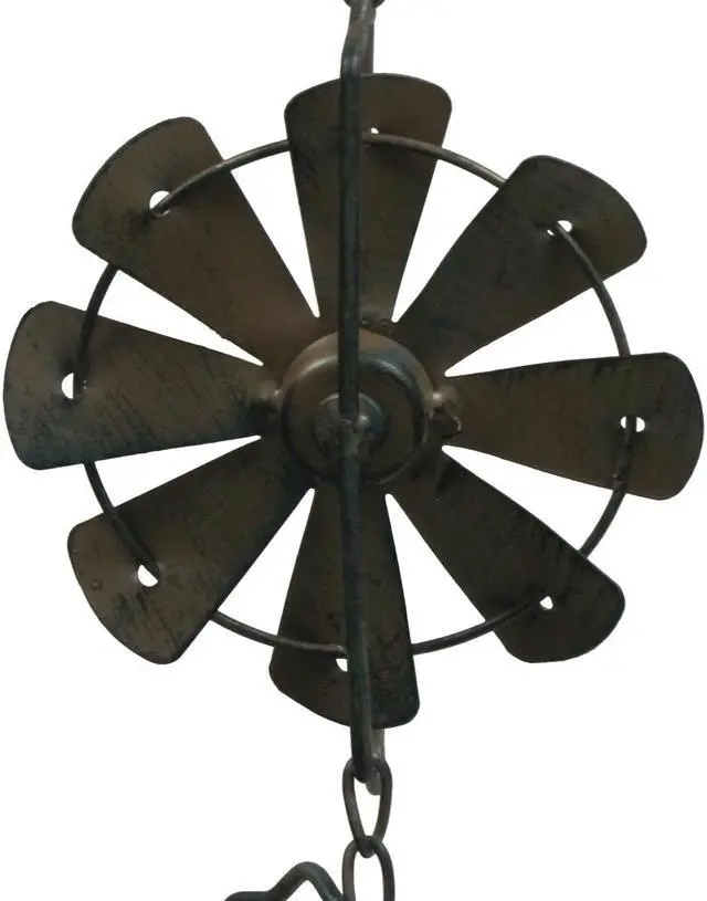 Alt view image 2 of 5 - Treasure Gurus Rustic Metal Rain Wind Activated Windmill Chime Hanging Yard Art Spinner Patio Garden Decor