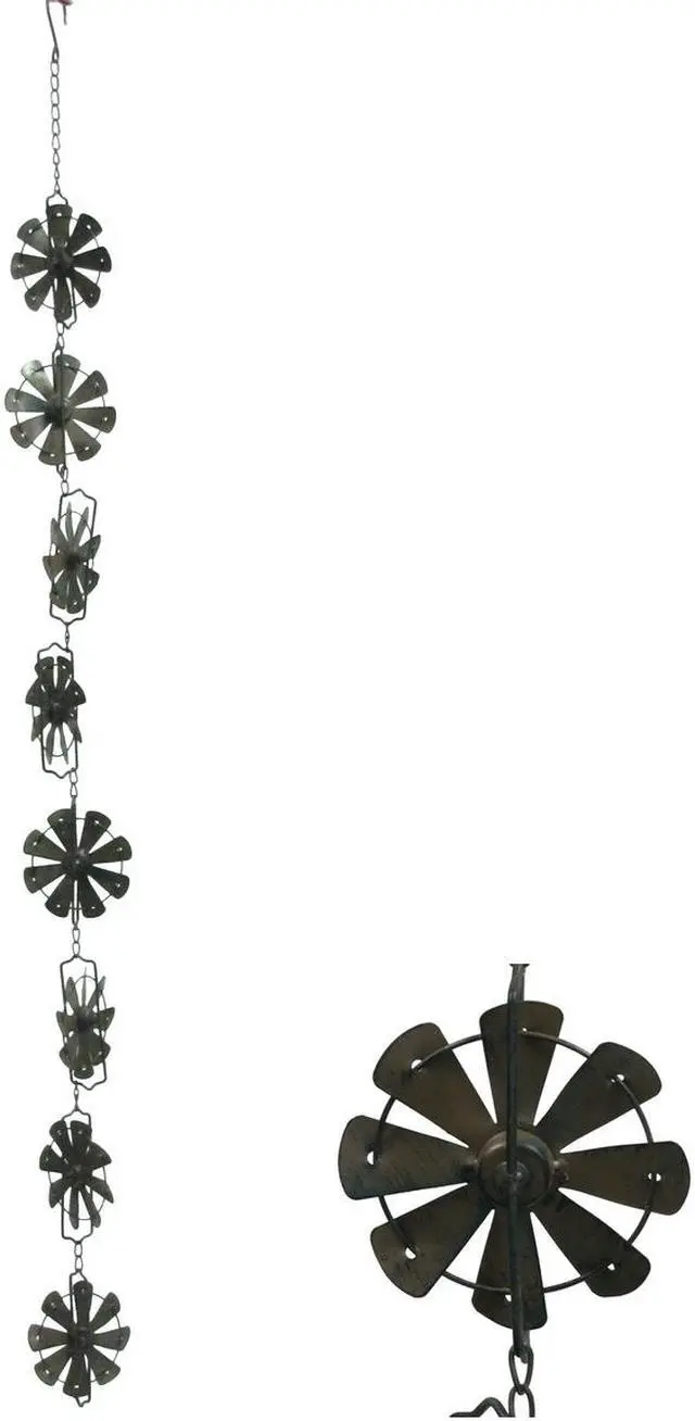 Main image of Treasure Gurus Rustic Metal Rain Wind Activated Windmill Chime Hanging Yard Art Spinner Patio Garden Decor