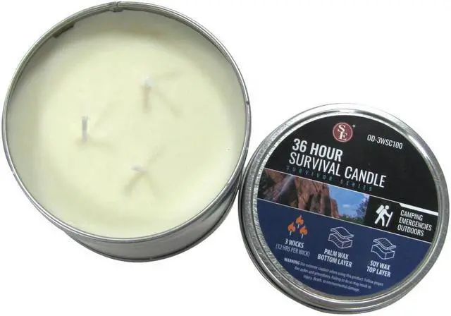 Alt view image 4 of 4 - Treasure Gurus 36 Hour Soy Camping Outdoor Survival Candle Emergency Rescue Gear Prepper Supplies