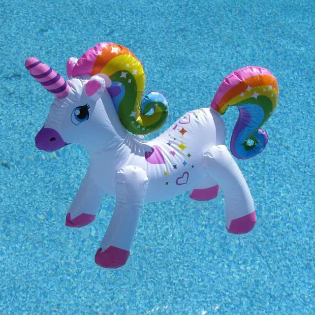 Alt view image 6 of 7 - Treasure Gurus Rainbow Unicorn Inflatable Swimming Pool Water Float Kid Adult Blow Up Party Toy Pet Animal Floaties
