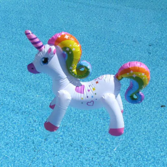 Alt view image 7 of 7 - Treasure Gurus Rainbow Unicorn Inflatable Swimming Pool Water Float Kid Adult Blow Up Party Toy Pet Animal Floaties