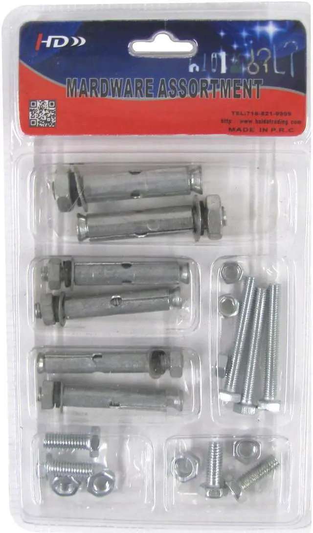 Main image of Treasure Gurus 20pc Concrete Masonry Nut Bolt Anchor Sleeve Assortment DIY Home Project Hardware Kit