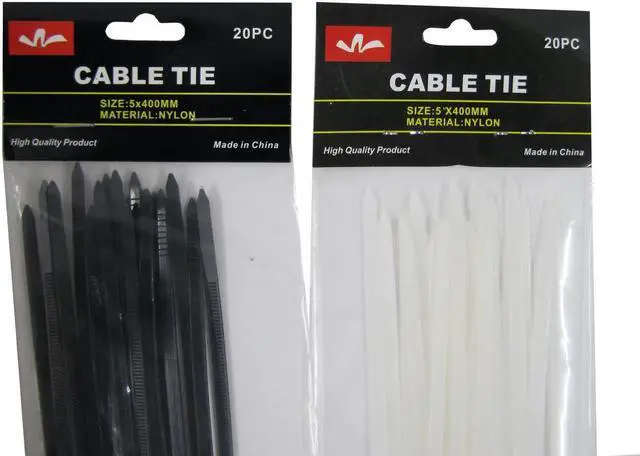 Alt view image 2 of 4 - Treasure Gurus 40pc 16" Long Heavy Duty Nylon Black White Zip Tie Set Large Locking Plastic Cable Wire Strap