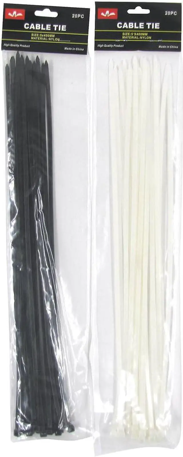 Main image of Treasure Gurus 40pc 16" Long Heavy Duty Nylon Black White Zip Tie Set Large Locking Plastic Cable Wire Strap