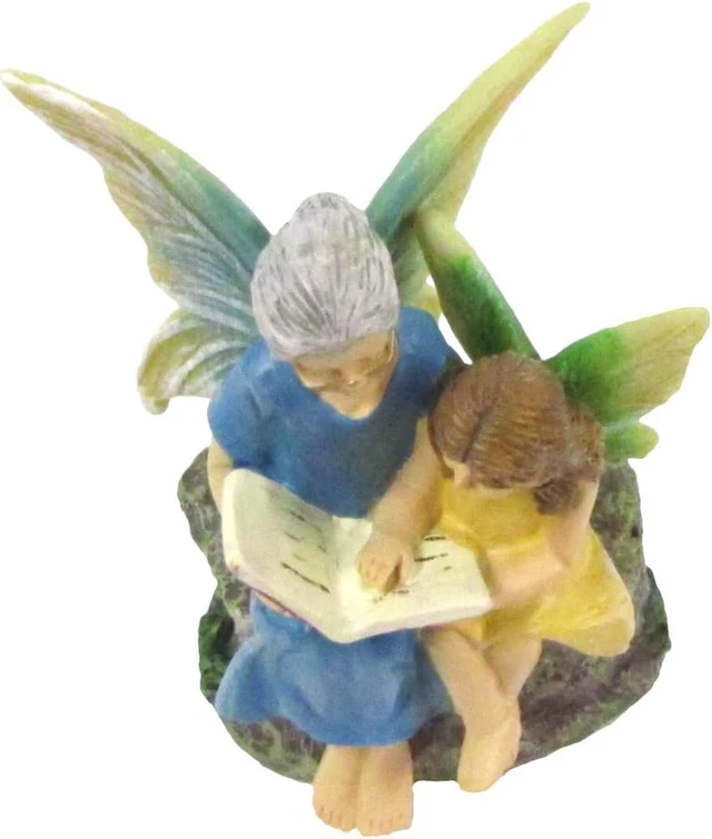 Alt view image 4 of 5 - Mini Fairy Girl Grandma Reading Figurine Garden Accessory Outdoor Decor Ornament