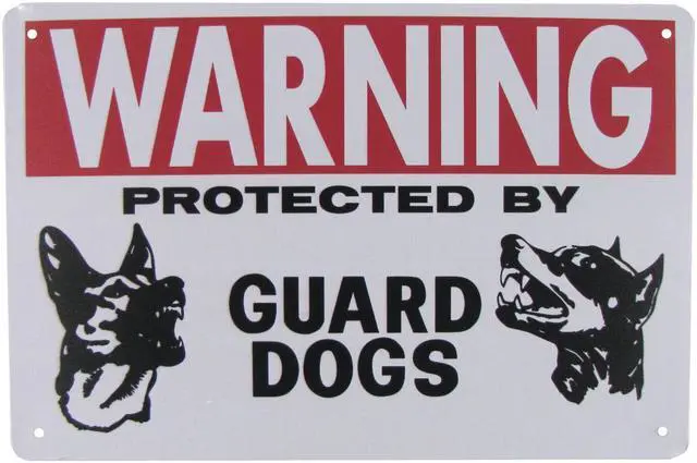 Main image of Treasure Gurus Metal Warning Protected by Guard Dog Fence Wall Sign Tin Beware Door Plaque Home Security Caution Decor
