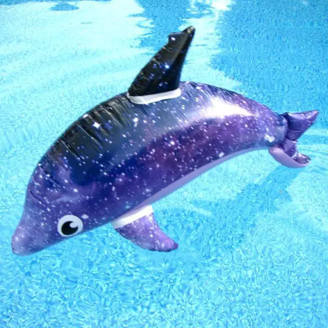 Alt view image 6 of 6 - Inflatable Galaxy Dolphin Pool Float - Night Sky Blow Up Decorations, Perfect for Dolphin Kids Birthday Party, Bedroom or Class Room Decor - Swimming Pool Floats, Water Toys - Sea Floaties Purple 32"