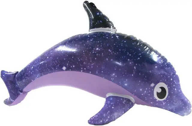Alt view image 3 of 6 - Inflatable Galaxy Dolphin Pool Float - Night Sky Blow Up Decorations, Perfect for Dolphin Kids Birthday Party, Bedroom or Class Room Decor - Swimming Pool Floats, Water Toys - Sea Floaties Purple 32"