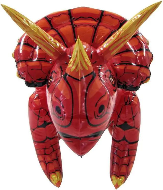Alt view image 5 of 6 - Treasure Gurus 28" Inflatable Triceratops Swim Pool Dinosaur Water Float Blow Party Toy Floatie Decor