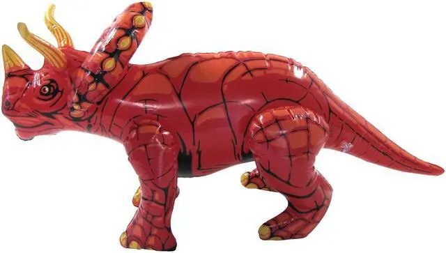 Alt view image 4 of 6 - Treasure Gurus 28" Inflatable Triceratops Swim Pool Dinosaur Water Float Blow Party Toy Floatie Decor