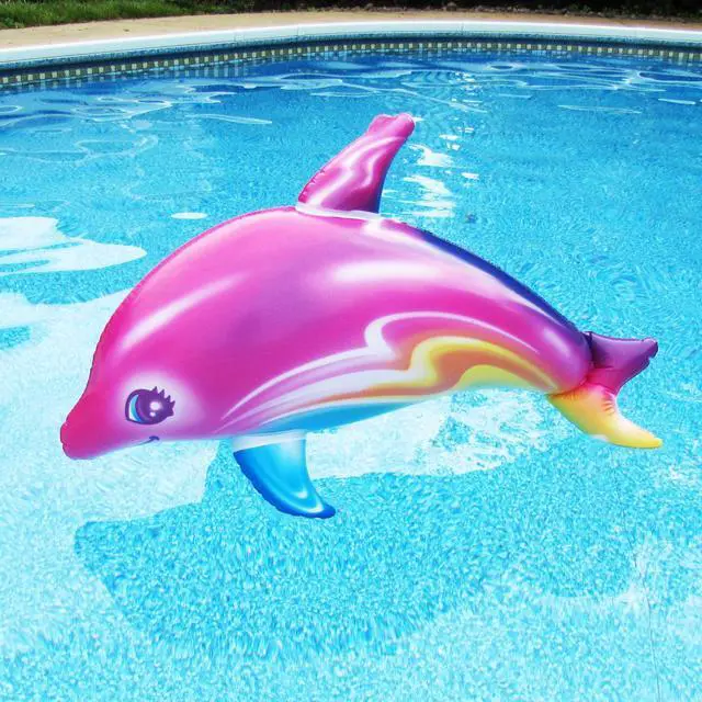 Alt view image 5 of 5 - Treasure Gurus 33" Inflatable Rainbow Dolphin Swimming Pool Water Float Blow Up Party Toy Animal Floaties Decor