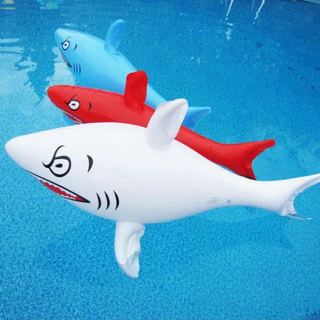 Alt view image 6 of 6 - Treasure Gurus 3pc Inflatable 45" Shark Set Swimming Pool Water Float Blow Up Toy Floaties Party Decor Prop