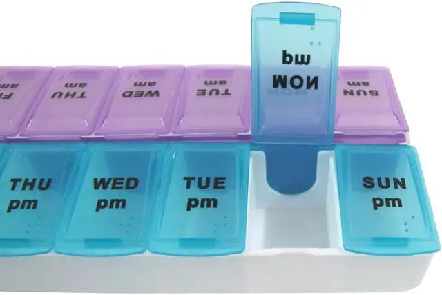 Alt view image 4 of 4 - Treasure Gurus 7-Day AM PM Pill Box Medication Organizer Weekly Medicine Storage Holder Vitamin Case