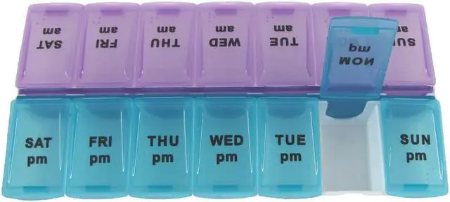 Alt view image 3 of 4 - Treasure Gurus 7-Day AM PM Pill Box Medication Organizer Weekly Medicine Storage Holder Vitamin Case