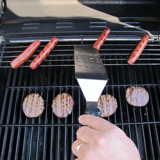 Alt view image 5 of 5 - Treasure Gurus Large Stainless Steel BBQ Turner Metal Barbecue Grilling Utensil Burger Spatula Meat Tool