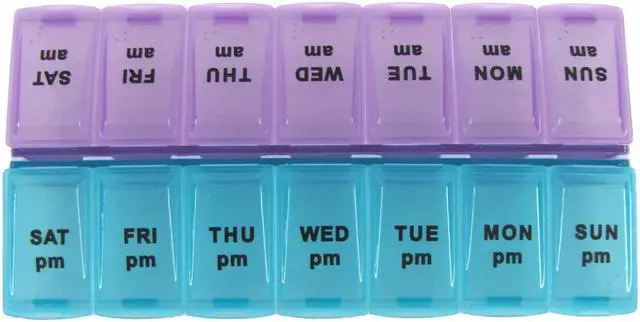 Main image of Treasure Gurus 7-Day AM PM Pill Box Medication Organizer Weekly Medicine Storage Holder Vitamin Case