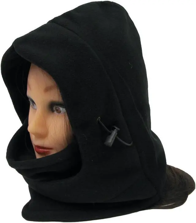 Alt view image 5 of 6 - Treasure Gurus Black Fleece Full Face Covering Mask Hoodie Biking Ski Winter Balaclava Cold Weather Protection