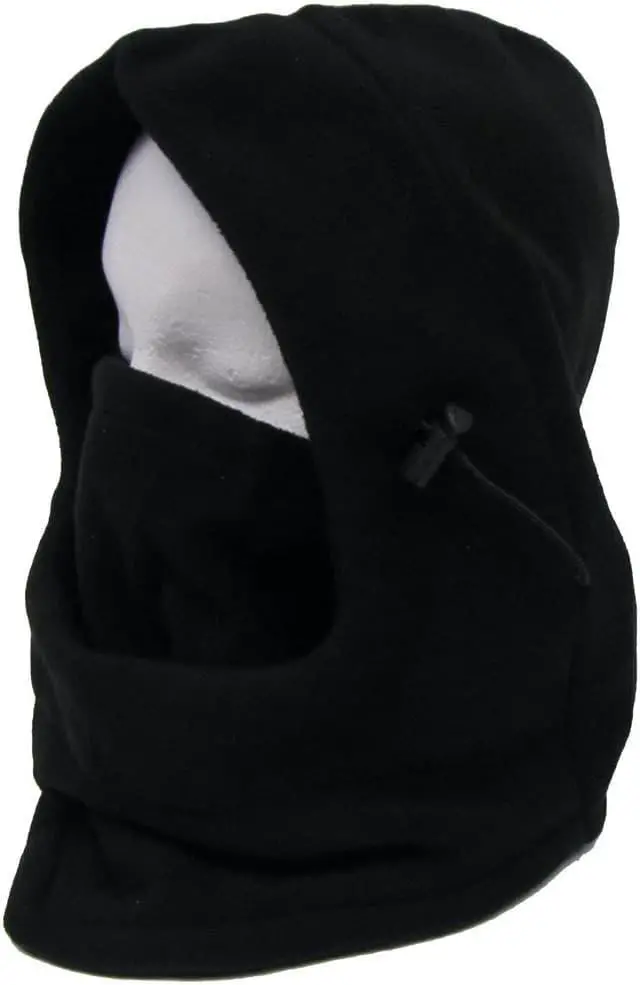 Alt view image 2 of 6 - Treasure Gurus Black Fleece Full Face Covering Mask Hoodie Biking Ski Winter Balaclava Cold Weather Protection