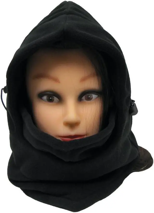 Alt view image 3 of 6 - Treasure Gurus Black Fleece Full Face Covering Mask Hoodie Biking Ski Winter Balaclava Cold Weather Protection