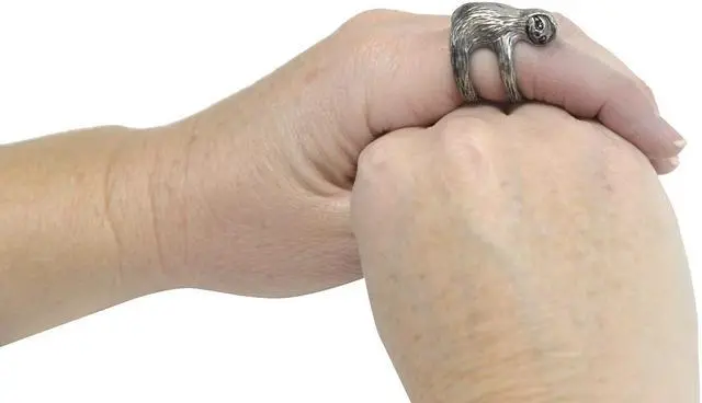 Alt view image 3 of 3 - Treasure Gurus Sterling Silver Sloth Finger Ring Metal Fashion Accessory Cute Women's Jewelry Animal Gift