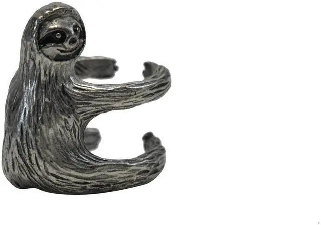 Alt view image 2 of 3 - Treasure Gurus Sterling Silver Sloth Finger Ring Metal Fashion Accessory Cute Women's Jewelry Animal Gift