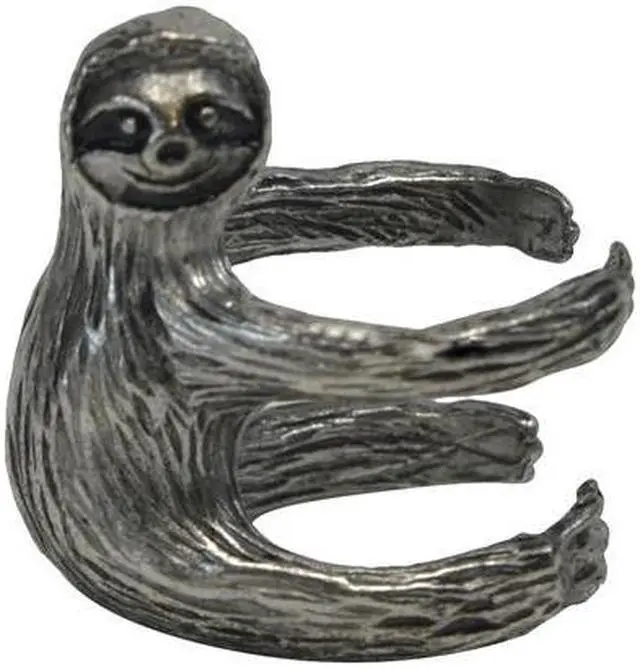 Main image of Treasure Gurus Sterling Silver Sloth Finger Ring Metal Fashion Accessory Cute Women's Jewelry Animal Gift