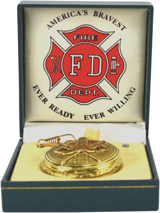 Men's Solid Brass Fire Department Pocket Watch