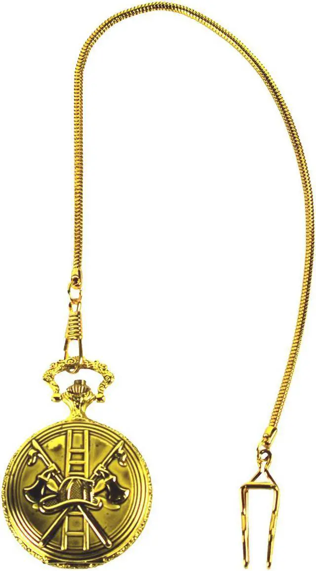 Alt view image 3 of 4 - Treasure Gurus Men's Solid Brass Fire Department Pocket Watch