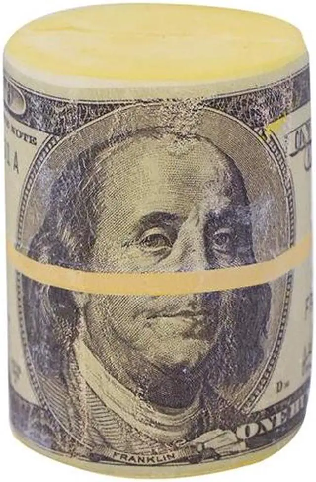Alt view image 6 of 7 - Treasure Gurus Fake $100 Dollar Bill Roll Squish Stress Ball Anxiety Relief Foam Money Squeeze Toy