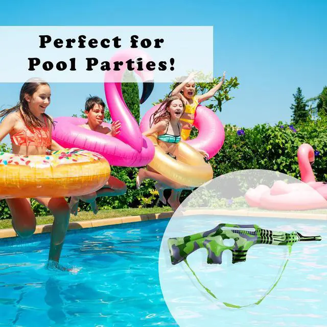 Alt view image 4 of 7 - Camo Rifle Pool Inflatable Prop - Ideal for Birthday Party Favors, Swimming Pool Floats for Kids, Military Props - Kids Hunting Essentials, Fake Gun Sling for Rifle - Camouflage Decorations Green 30"