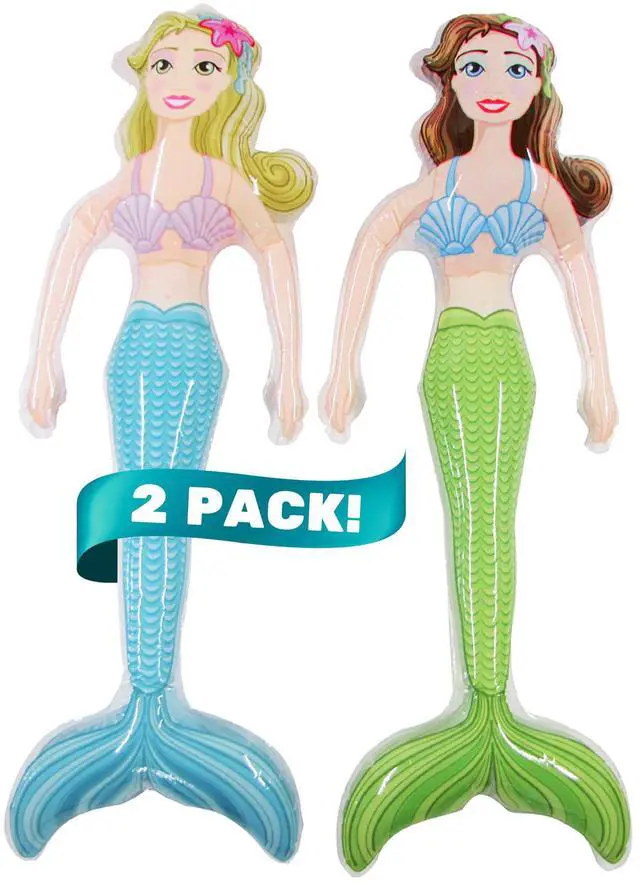 Main image of Inflatable Girls Mermaid Pool Floats - Perfect for Mermaid Birthday Decorations, Floats Kids, Toddler Floaties - Water Toys for Kids - Swimming Pool Party, Birthday Favors - 2pc Swim Tails 34" Long