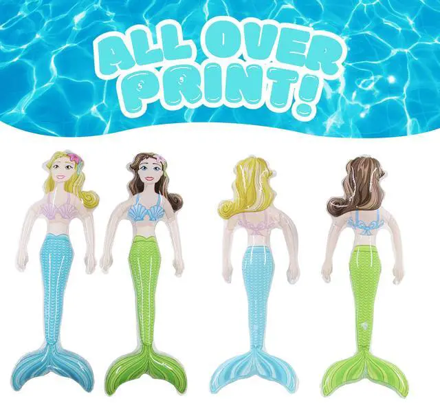 Alt view image 4 of 7 - Inflatable Girls Mermaid Pool Floats - Perfect for Mermaid Birthday Decorations, Floats Kids, Toddler Floaties - Water Toys for Kids - Swimming Pool Party, Birthday Favors - 2pc Swim Tails 34" Long