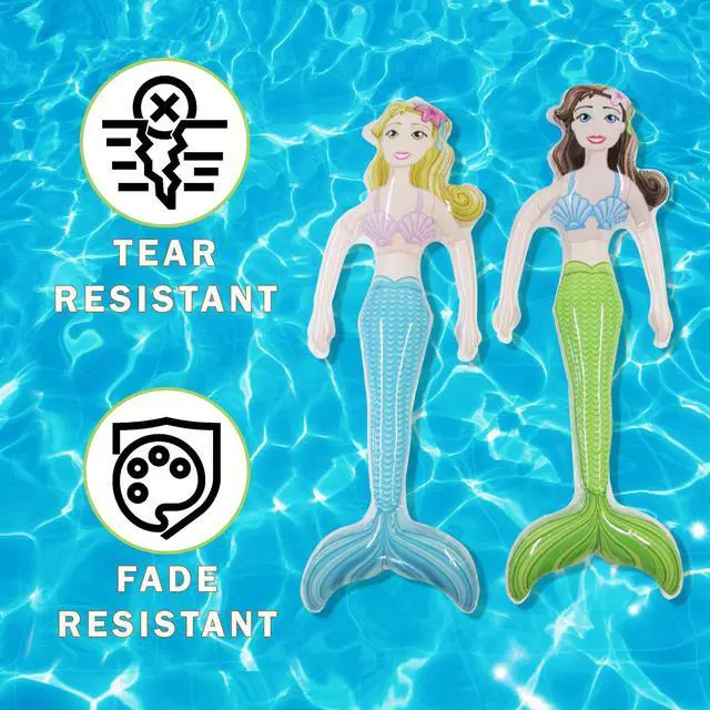 Alt view image 7 of 7 - Inflatable Girls Mermaid Pool Floats - Perfect for Mermaid Birthday Decorations, Floats Kids, Toddler Floaties - Water Toys for Kids - Swimming Pool Party, Birthday Favors - 2pc Swim Tails 34" Long