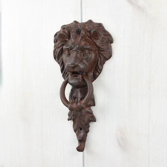 Alt view image 2 of 2 - Treasure Gurus Vintage Style Cast Iron Gothic Lion Head Front Door Knocker Rustic Home Decor
