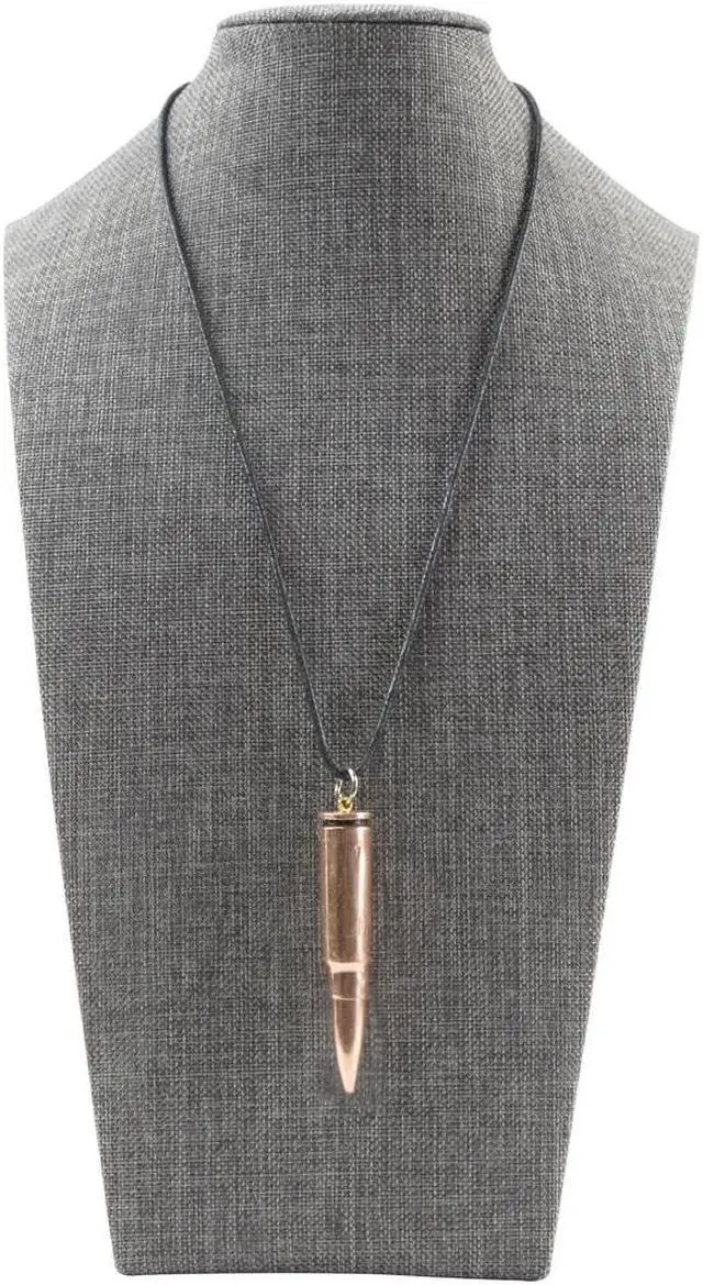 Alt view image 2 of 4 - Treasure Gurus Copper Rifle Bullet Necklace Mens Womens Jewelry Chain Unisex Pendant Veteran Gift
