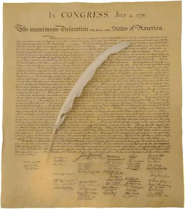 Main image of US Declaration of Independence Historical Document w Quill Writing Pen