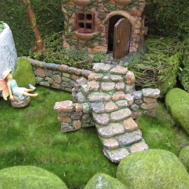 Alt view image 2 of 2 - Treasure Gurus Miniature Cobblestone Rock Wall Fairy Garden Ornament Dollhouse Decor Accessory