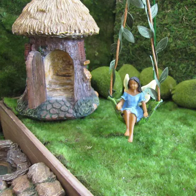 Alt view image 3 of 5 - Treasure Gurus Ivy Vine Tree Swing Dark Hair Fairy Girl Mini Figurine Garden Decor Dollhouse Supply