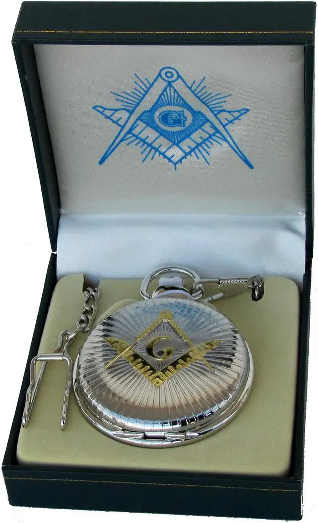 Main image of Freemason Master Free Mason Mens Pocket Watch Gold&Silver Tone Square&Compasses