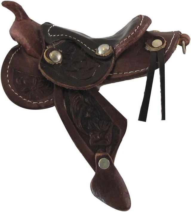 Alt view image 2 of 2 - Authentic Real Leather Western Saddle Keychain